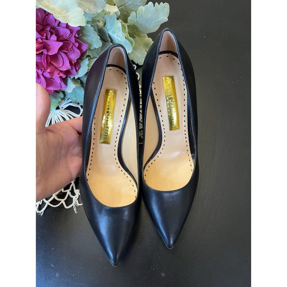Rupert Sanderson Black Leather Pointed Toe Heels Sz 37.5 Made In Italy‎ USA Sz 7 - Picture 6 of 16